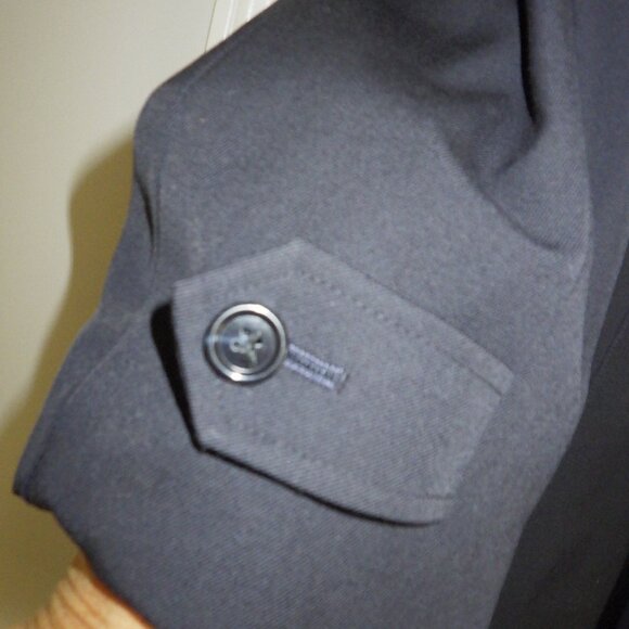 Vintage London Fog Trench Coat Men's 42 T/L Navy Blue 100% Wool Jacket Formal - Picture 13 of 14